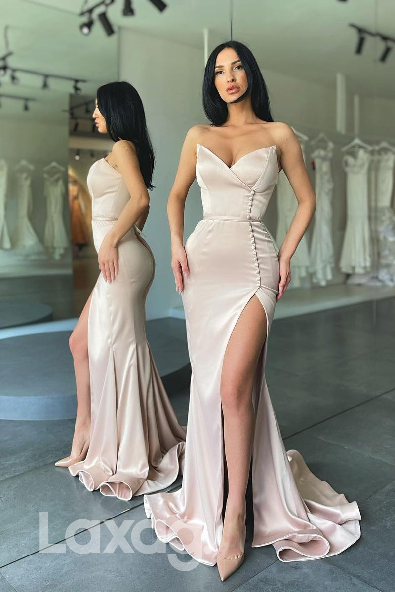 17739 - Sexy V-neck Elastic Satin Split Mermaid Prom Dress Laxag 17739 - Sexy V-neck Elastic Satin Split Mermaid Prom Dress Laxag