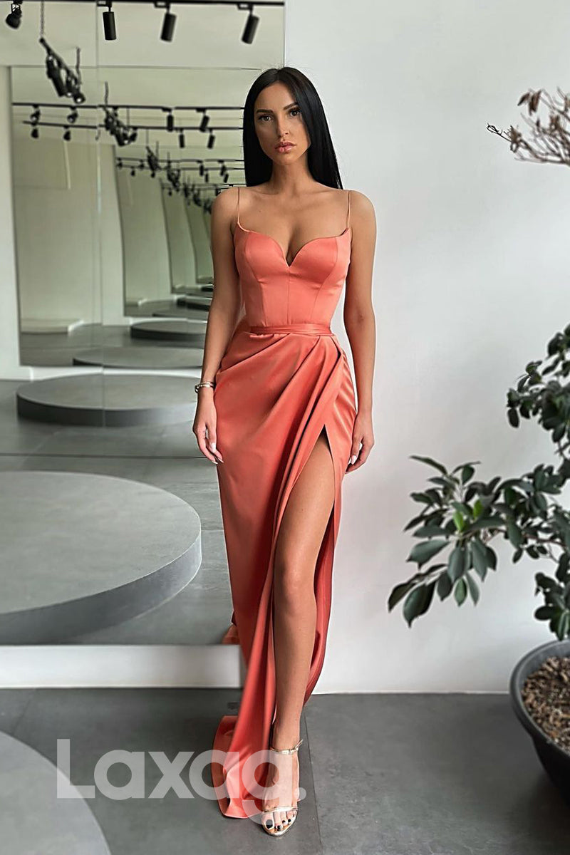 17736 - Spaghetti Straps High Split Long Prom Dress with Pockets