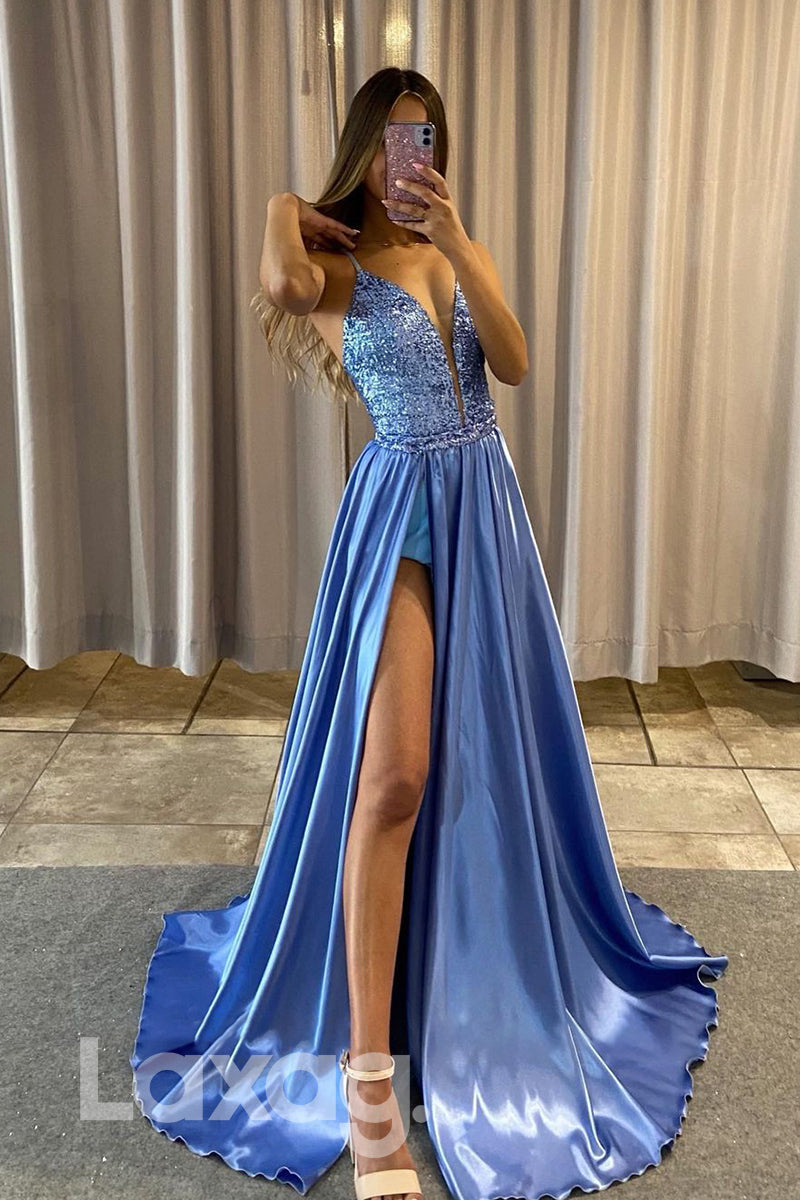 17789 - Plunging V-Neck Detachable Skirt Long Prom Dress with Slit Laxag 17789 - Plunging V-Neck Detachable Skirt Long Prom Dress with Slit Laxag