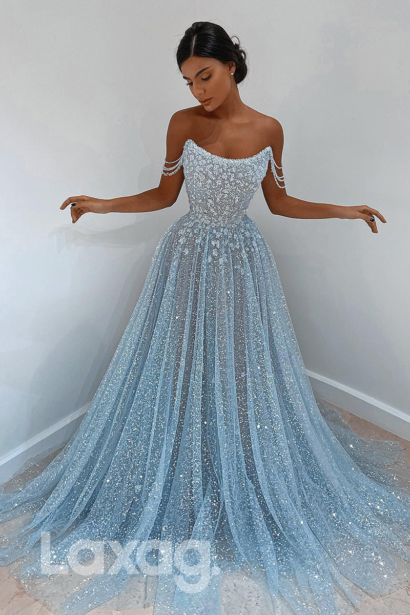 20724 - Unique Scoop Exquisite Lace Prom Dress Glitter Laxag 20724 - Unique Scoop Exquisite Lace Prom Dress Glitter Laxag
