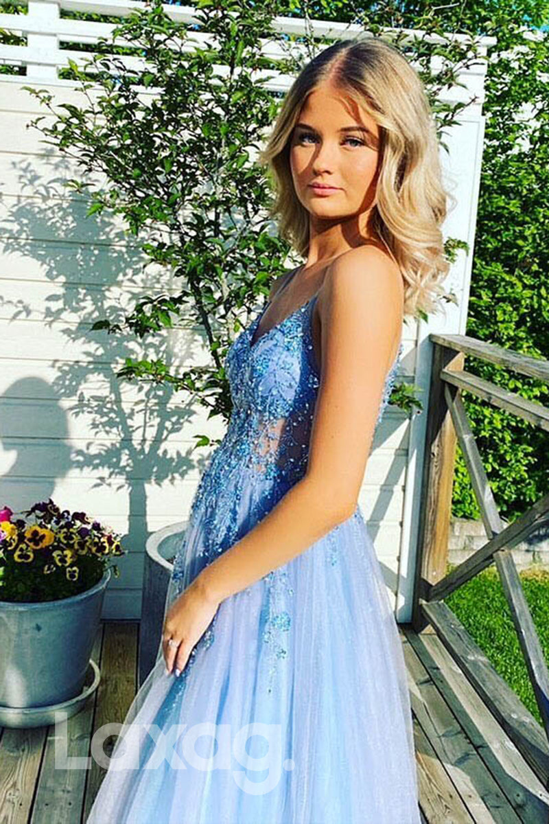 14708 - Embellished Sequined Illusion Straps Tiered Dress - Laxag