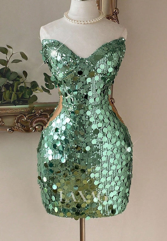 Sweetheart Off-Shoulder Sleeveless Fully Sequined Mermaid Party Homecoming Dress