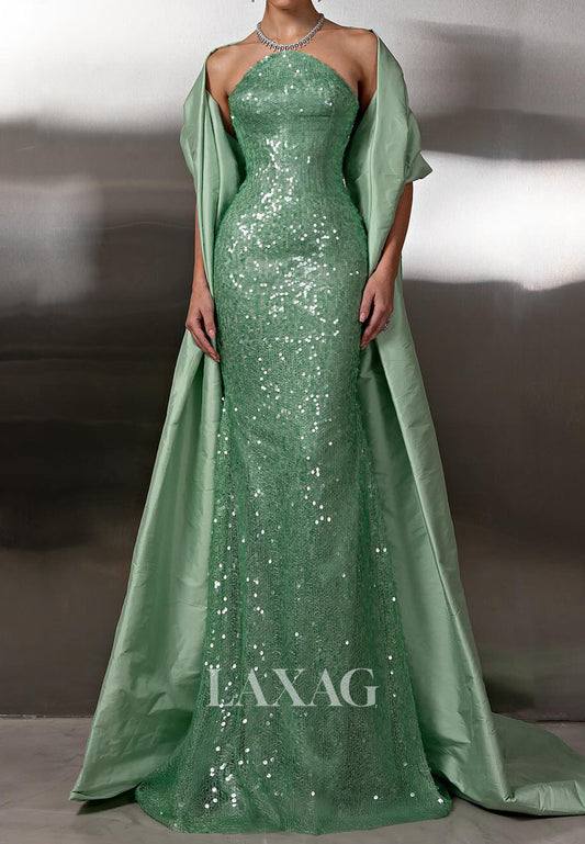 Off-Shoulder Sleeveless Mermaid Evening Dress Fully Sequined Floor-Length Formal Gowns