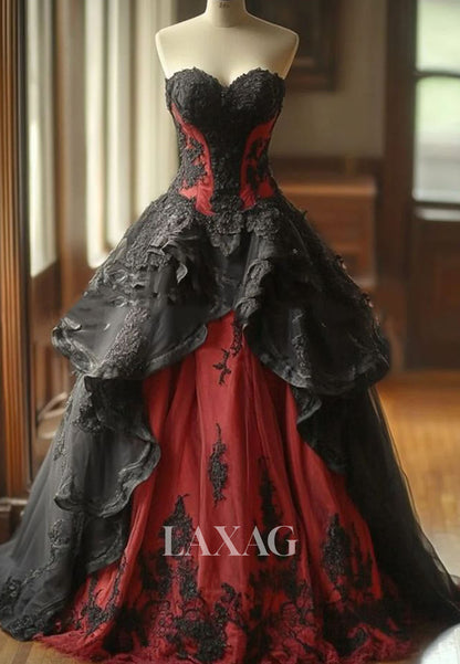 Sweetheart Sleeveless Lace Applique A-Line Wedding Dress Off-Shoulder Pleated Satin Formal Gowns