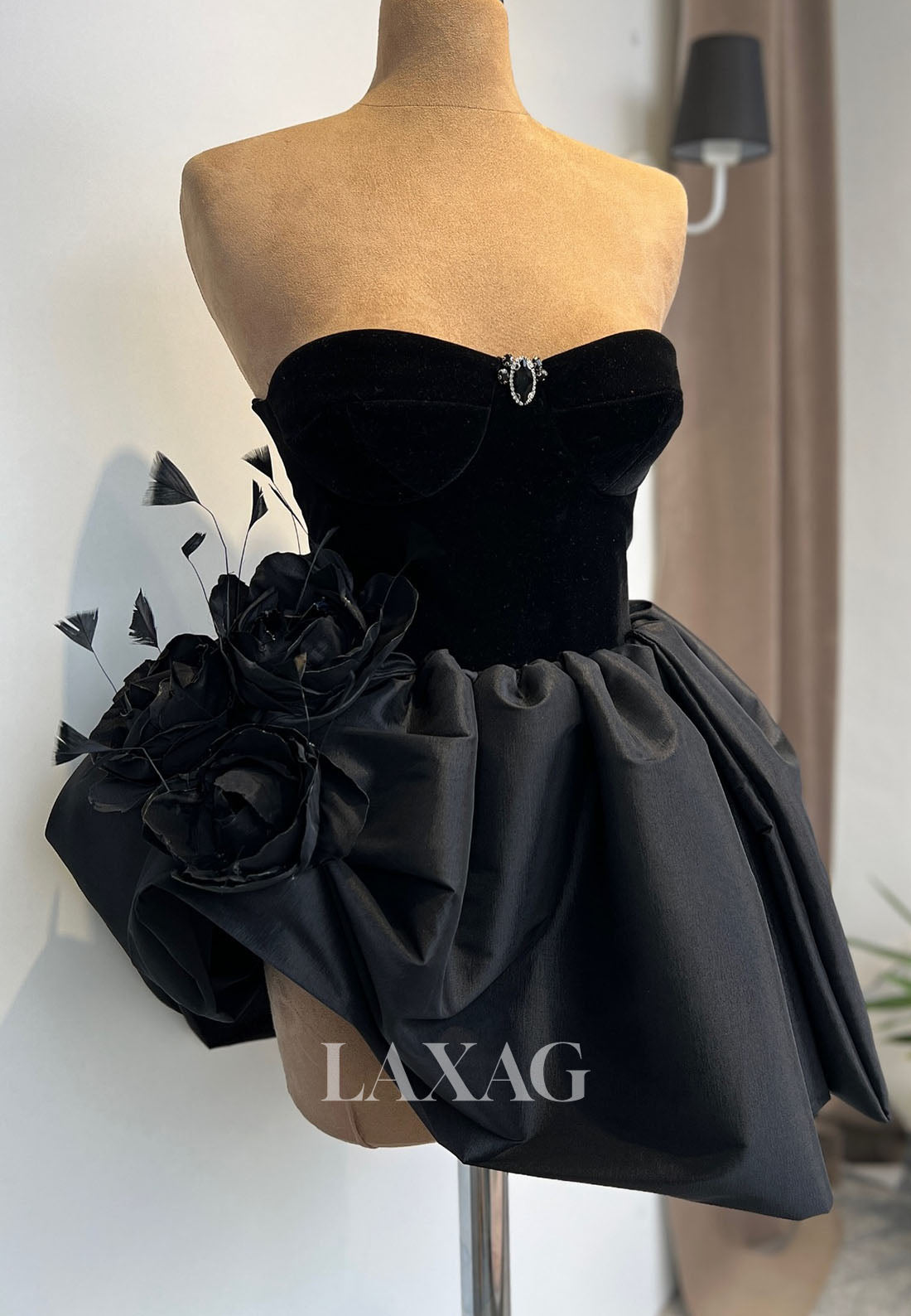 Off-Shoulder Sweetheart Beaded Floral Embellished Pleated Satin A-Line Party Homecoming Dress