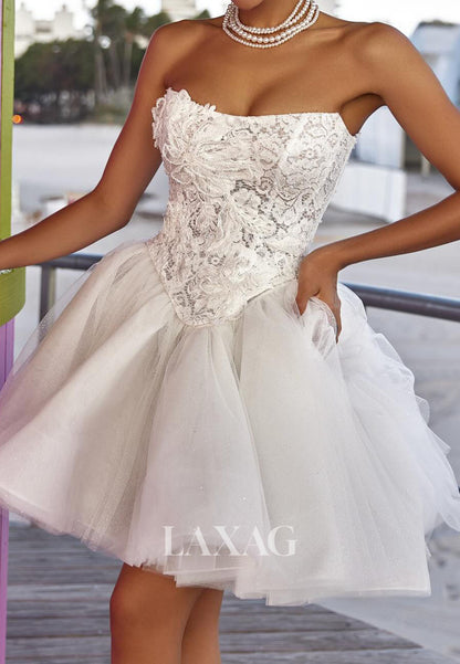 Scoop-Neck Floral Embellished Lace Applique Pleated Tulle A-Line Party Homecoming Dress