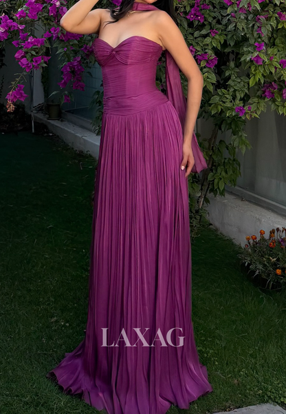 Sweetheart Off-Shoulder Sleeveless Chiffon Pleated Floor-Length Mermaid Evening Dress