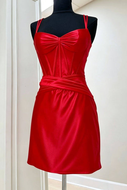 Satin Corset Mini Dress with Crisscross Back