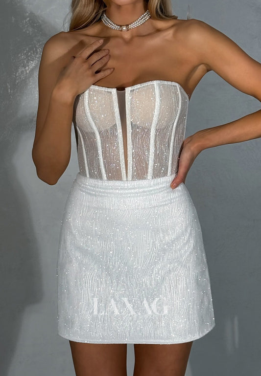 Sweetheart Off-Shoulder Sleeveless Fully Sequined Tulle Short Mermaid Party Homecoming Dress