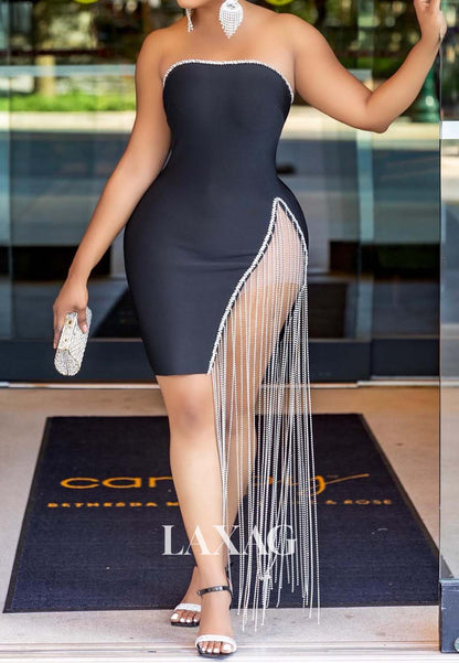 Sweetheart Off-Shoulder Beaded Satin Short Mermaid Party Homecoming Dress with High Slit