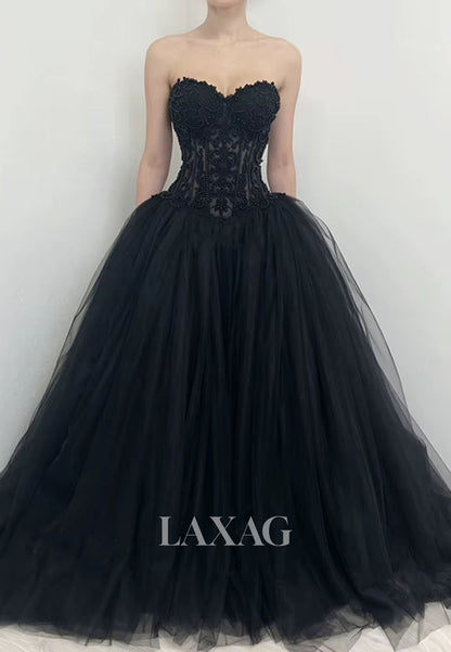 Sweetheart Off-Shoulder Sleeveless Beaded Applique Pleated Tulle A-Line Formal Wedding Dress