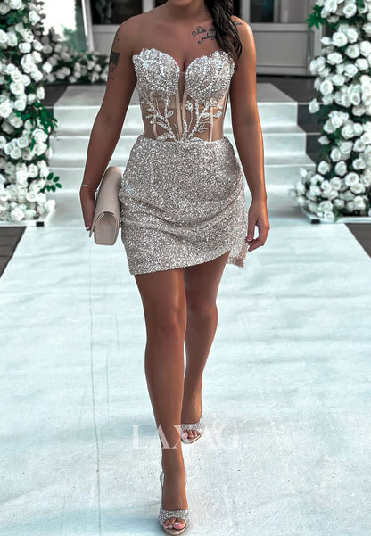 Off-Shoulder Sweetheart Sleeveless Pleated Fully Sequined Applique Mermaid Homecoming Dress