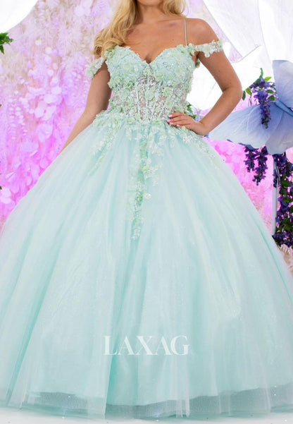 Sweetheart Spaghetti Straps Tulle Pleated Party Gowns Floral Embellished Sequined A-Line Prom Dress