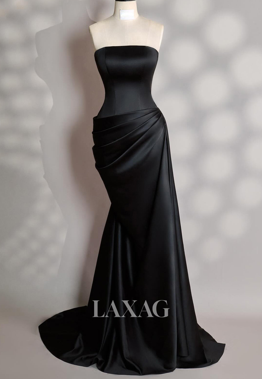 Simple Tube Top Pleated Satin Mermaid Evening Dress Off-Shoulder Sleeveless Formal Gowns