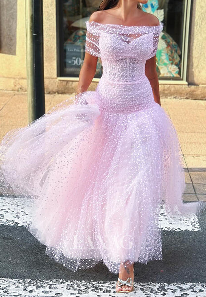 Sweetheart Sleeveless Pleated Tulle Party Gowns Fully Sequined Floor-Length A-Line Prom Dress
