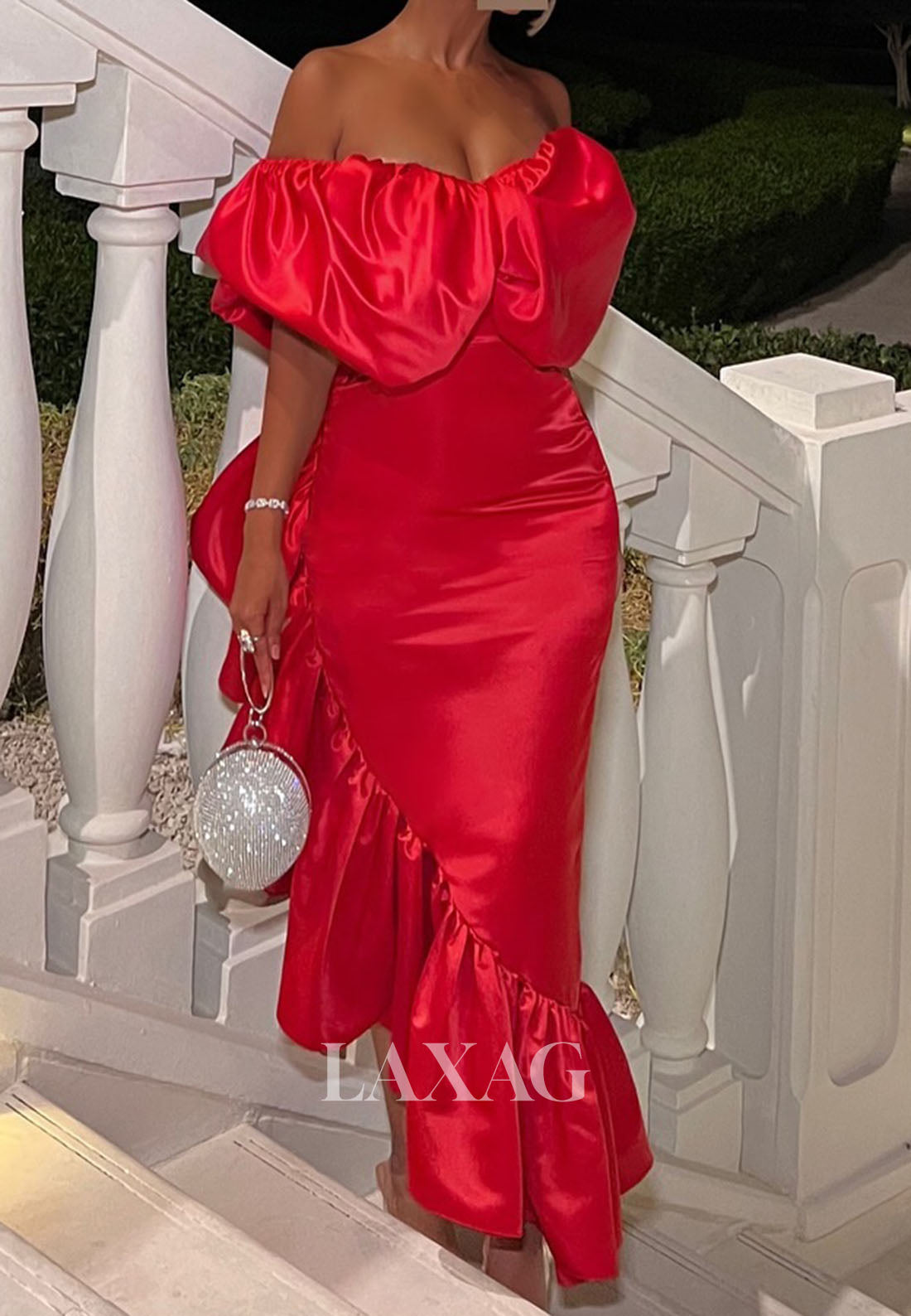 Simple Tube Top Sleeveless Floor-Length Pleated Satin Mermaid Evening Dress with High Slit