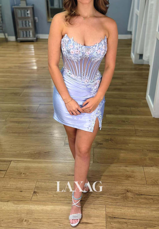 Scoop-Neck Sleeveless Sequined Embroidered Applique Mermaid Party Homecoming Dress