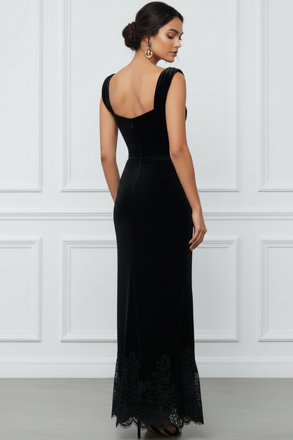 Sweetheart Straps Velvet&Lace Pleated Ankle-Length Mermaid Wedding Guest Dress
