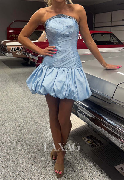 Bateau-Neck Off-Shoulder Sleeveless Pleated Satin Short A-Line Party Homecoming Dress