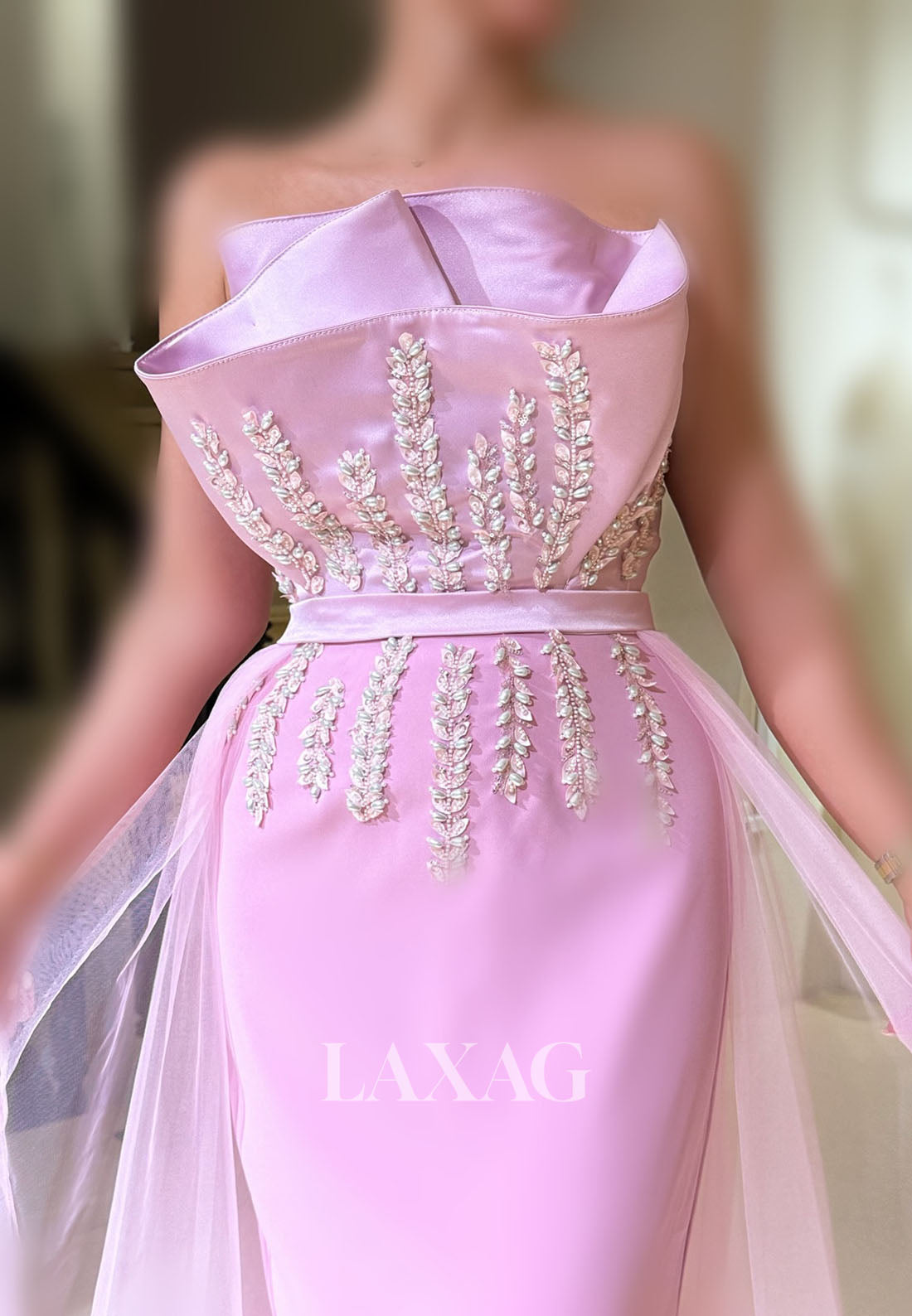 Asymmetrical-Neck Sleeveless Formal Gowns Off-Shoulder Rhinestone Satin Mermaid Evening Dress