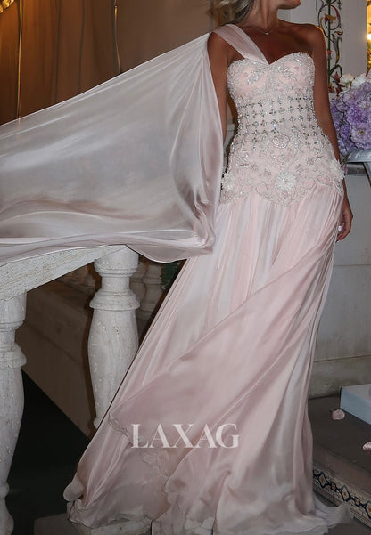 Off-Shoulder Sweetheart Mermaid Prom Dress Beaded Sequined Applique Pleated Chiffon Party Gowns