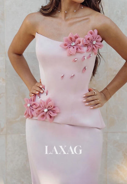 Scoop-Neck Sleeveless Floral Embellished Mermaid Evening Dress Off-Shoulder Rhinestone Formal Gowns