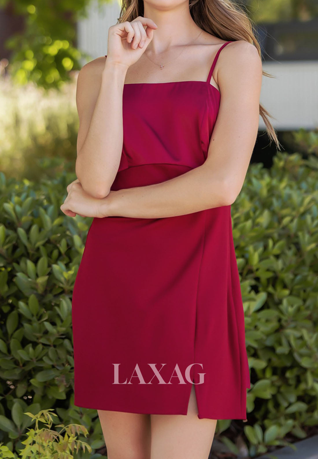 Spaghetti Straps Sleeveless Tube Top Satin Pleated A-Line Party Homecoming Dress