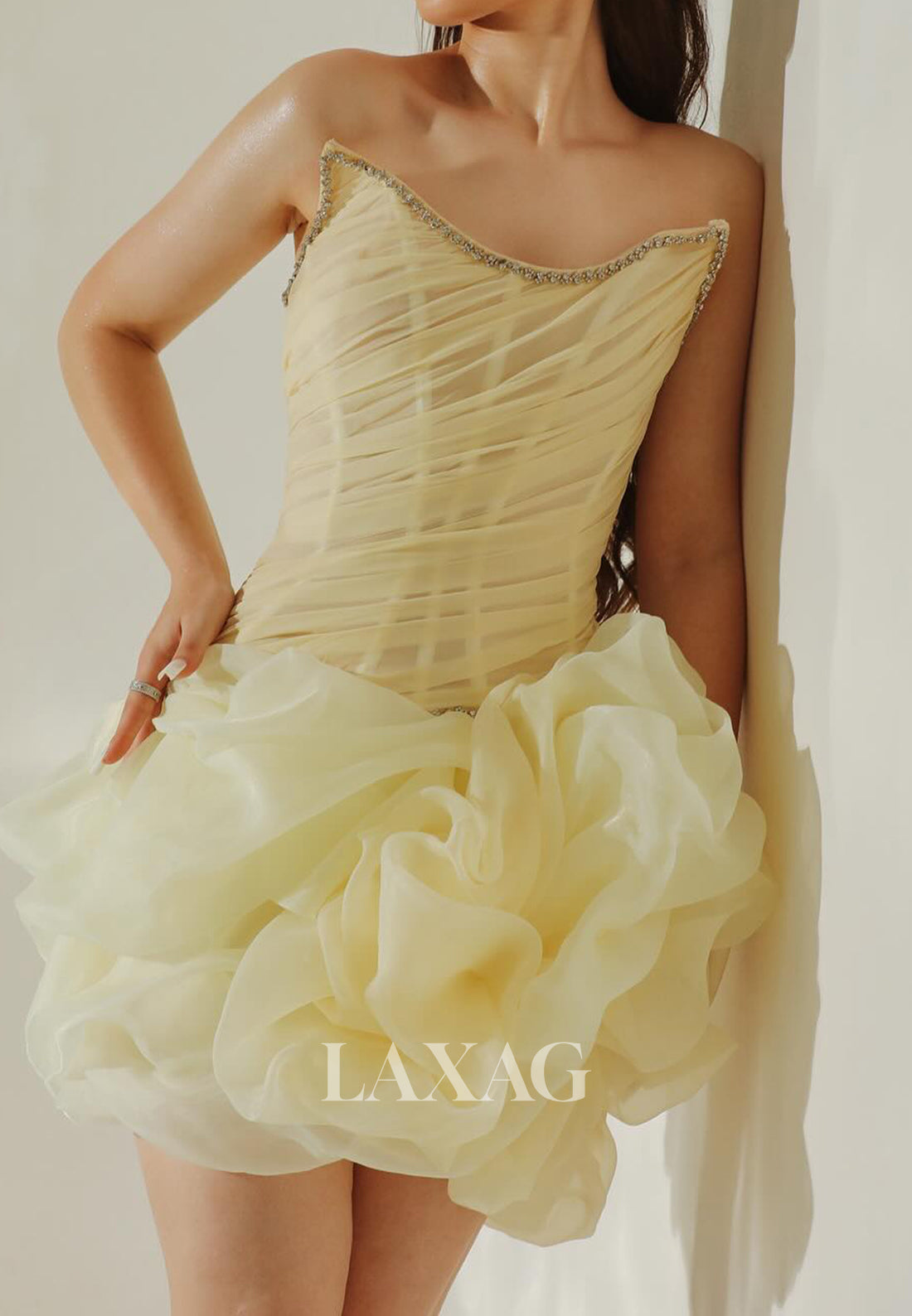 Scoop-Neck Off-Shoulder Sleeveless Beaded Pleated Tulle Mermaid Party Homecoming Dress