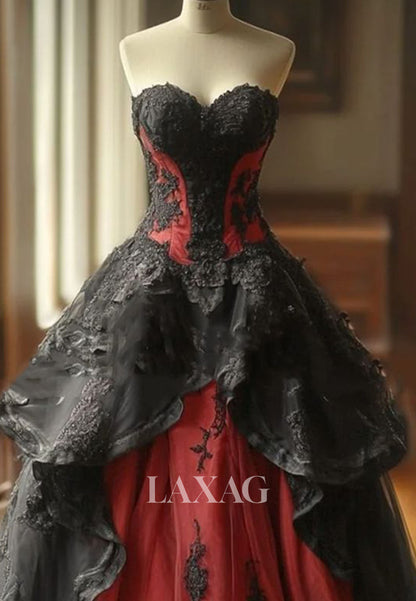 Sweetheart Sleeveless Lace Applique A-Line Wedding Dress Off-Shoulder Pleated Satin Formal Gowns