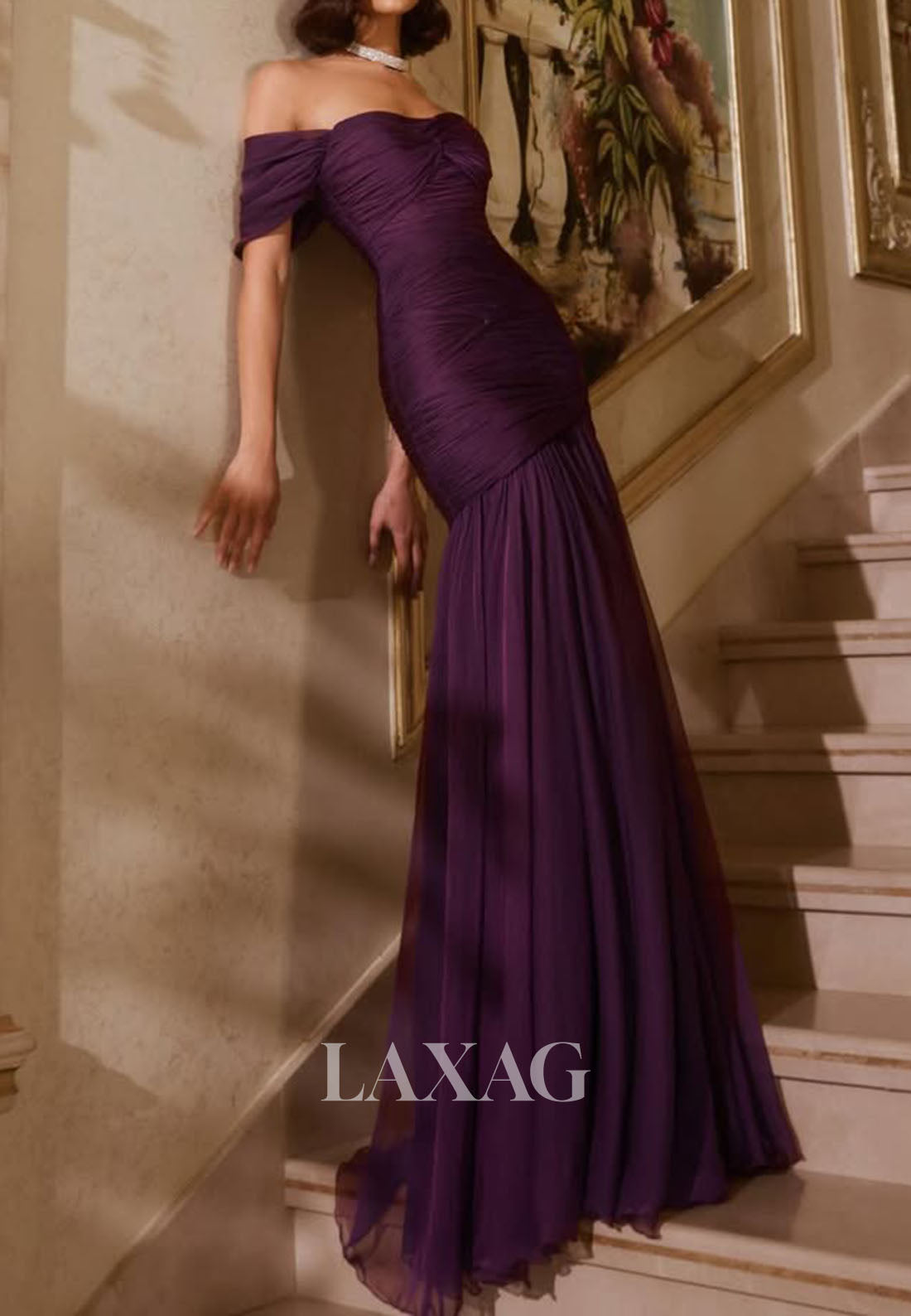 Sweetheart Sleeveless Pleated Tulle Party Gowns Off-Shoulder Floor-Length A-Line Prom Dress