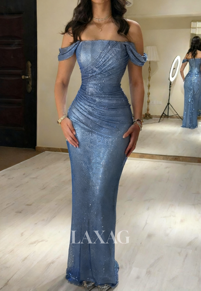 Tube Top Off-Shoulder Pleated Tulle Party Gowns Fully Sequined Floor-Length Mermaid Prom Dress