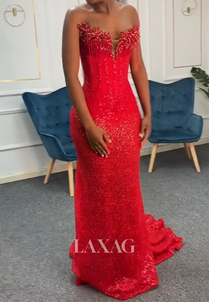 Sweetheart Fully Sequined Beaded Formal Gowns Off-Shoulder Rhinestone Mermaid Prom Dress