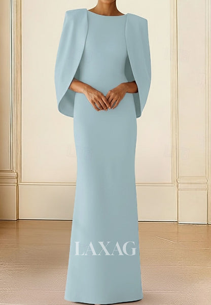 Scoop-Neck Sleeveless Floor-Length Formal Gowns Simple Satin Mermaid Evening Dress with Overlay