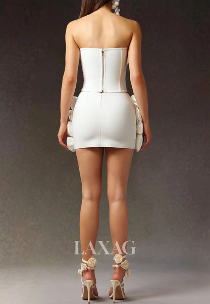 Sweetheart Off-Shoulder Sleeveless Floral Embellished Satin Mermaid Homecoming Dress