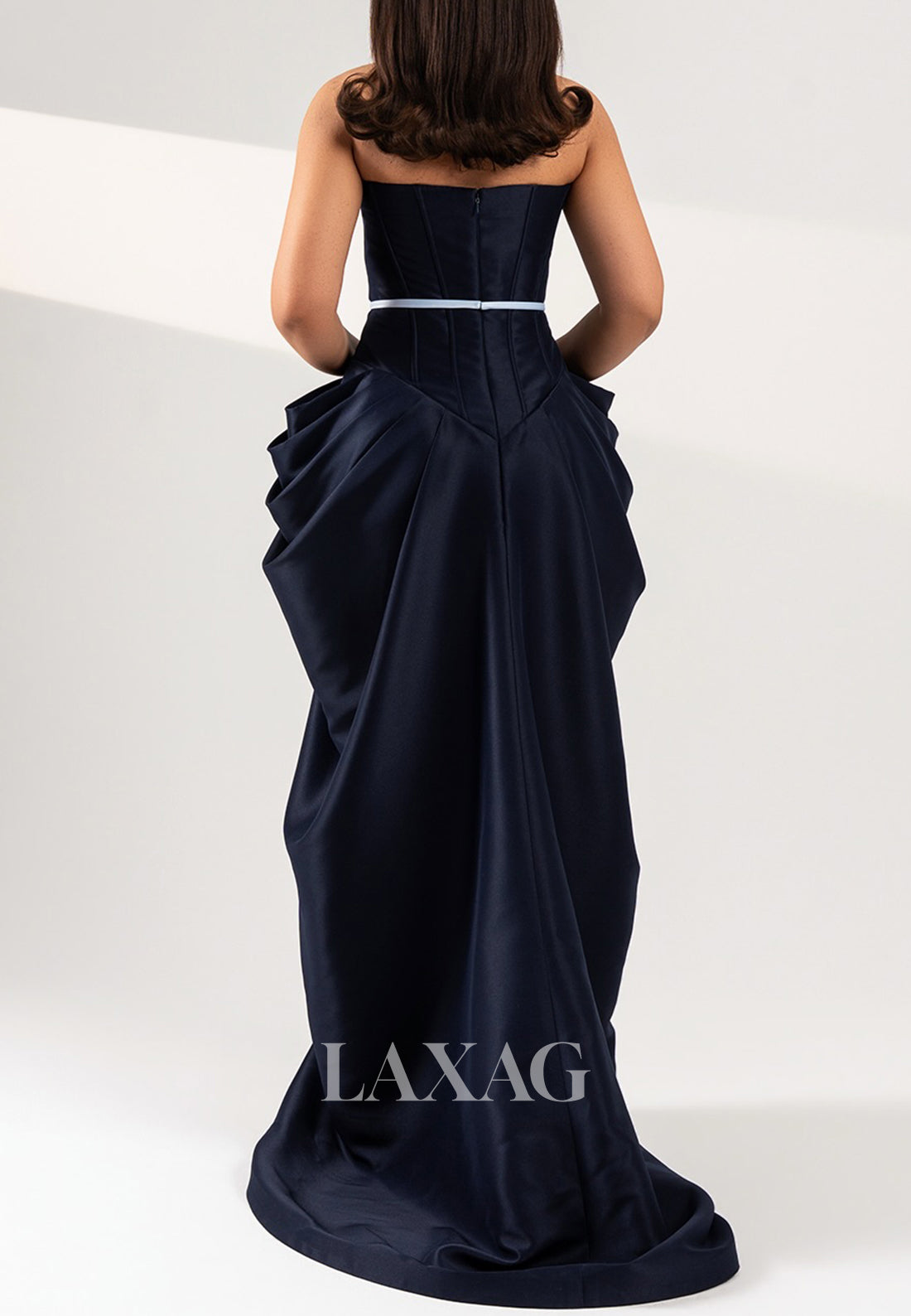 Sweetheart Off-Shoulder Sleeveless Satin Pleated Sweep Train Mermaid Evening Dress with Slit
