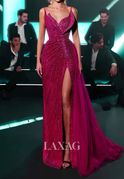 V-Neck Sleeveless Mermaid Evening Dress Off-Shoulder Fully Sequined Beaded Formal Gowns