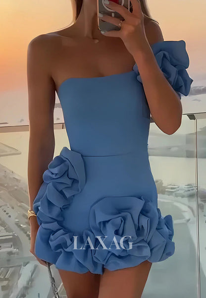 Bateau-Neck Off-Shoulder Floral Embellished Pleated Mermaid Party Homecoming Dress