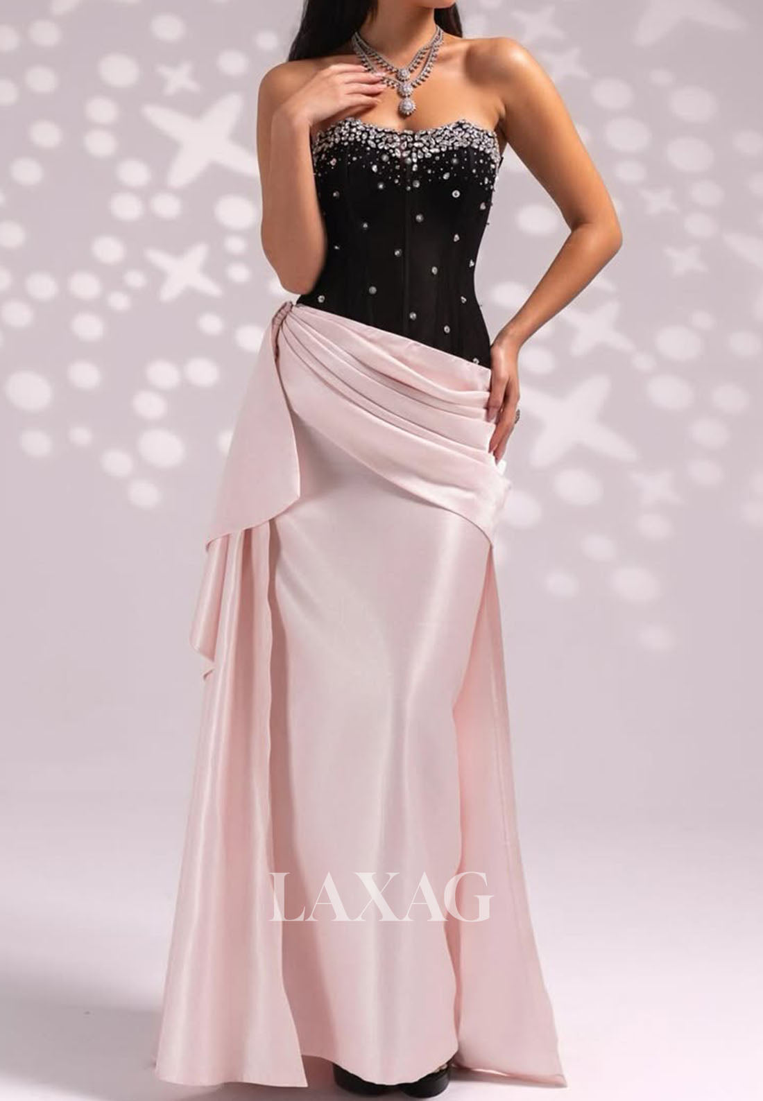 Off-Shoulder Sweetheart Beaded Evening Gowns Pleated Satin Floor-Length Fitted Prom Dress