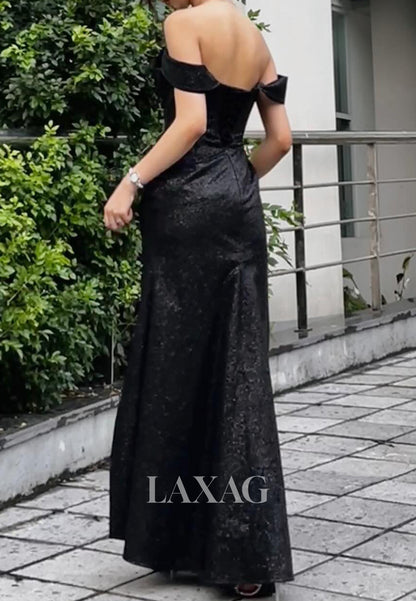 Bateau-Neck Fully Sequined Tulle Pleated Floor-Length Mermaid Prom Dress with High Slit