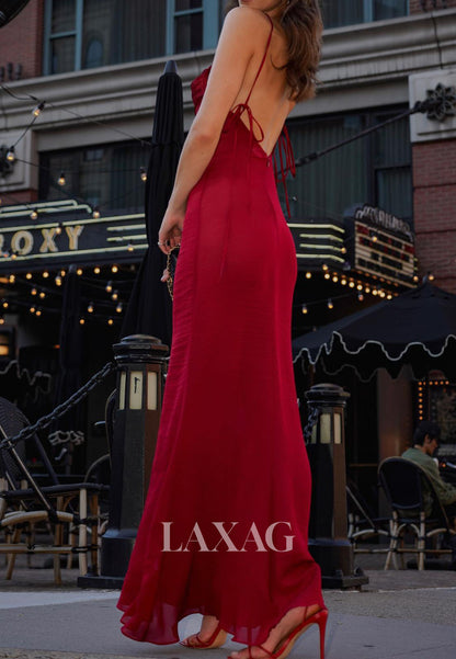 Tube Top Spaghetti Straps Simple Party Gowns Pleated Chiffon Floor-Length Mermaid Prom Dress