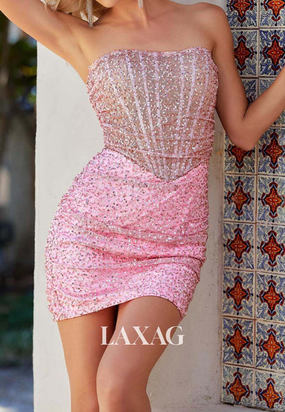Sweetheart Off-Shoulder Sleeveless Fully Sequined Short Mermaid Party Homecoming Dress