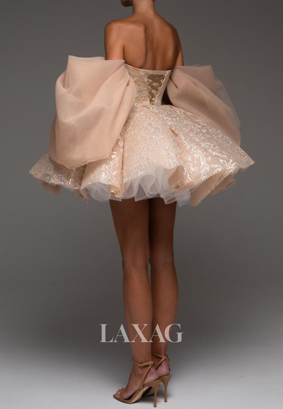 Deep V-Neck Sleeveless Fully Sequined Applique Pleated Tulle A-Line Party Homecoming Dress