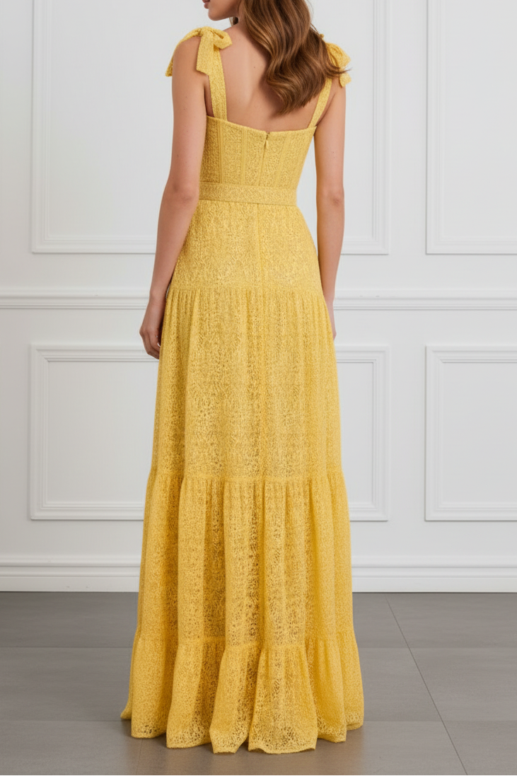 Sweetheart Corset Tiered Lace Maxi Dress