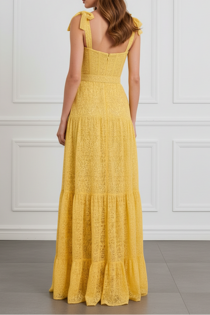 Sweetheart Corset Tiered Lace Maxi Dress