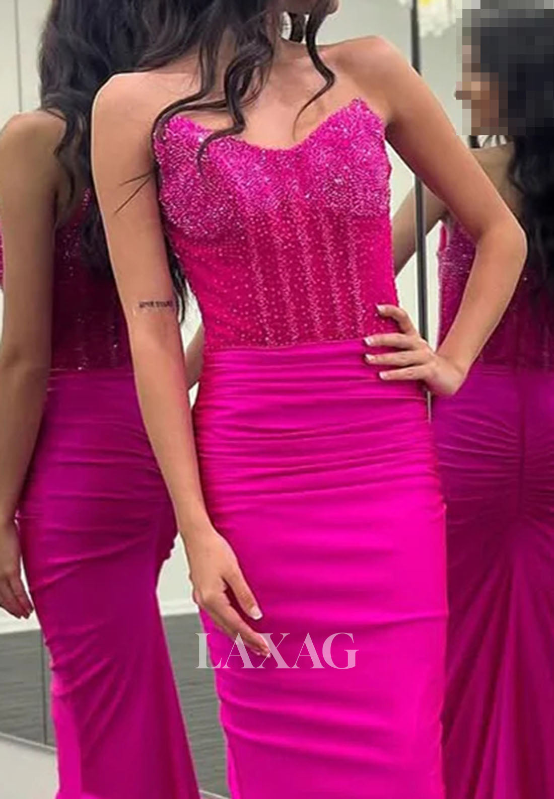 Sweetheart Off-Shoulder Beaded Sequined Party Gowns Sleeveless Pleated Satin Mermaid Prom Dress