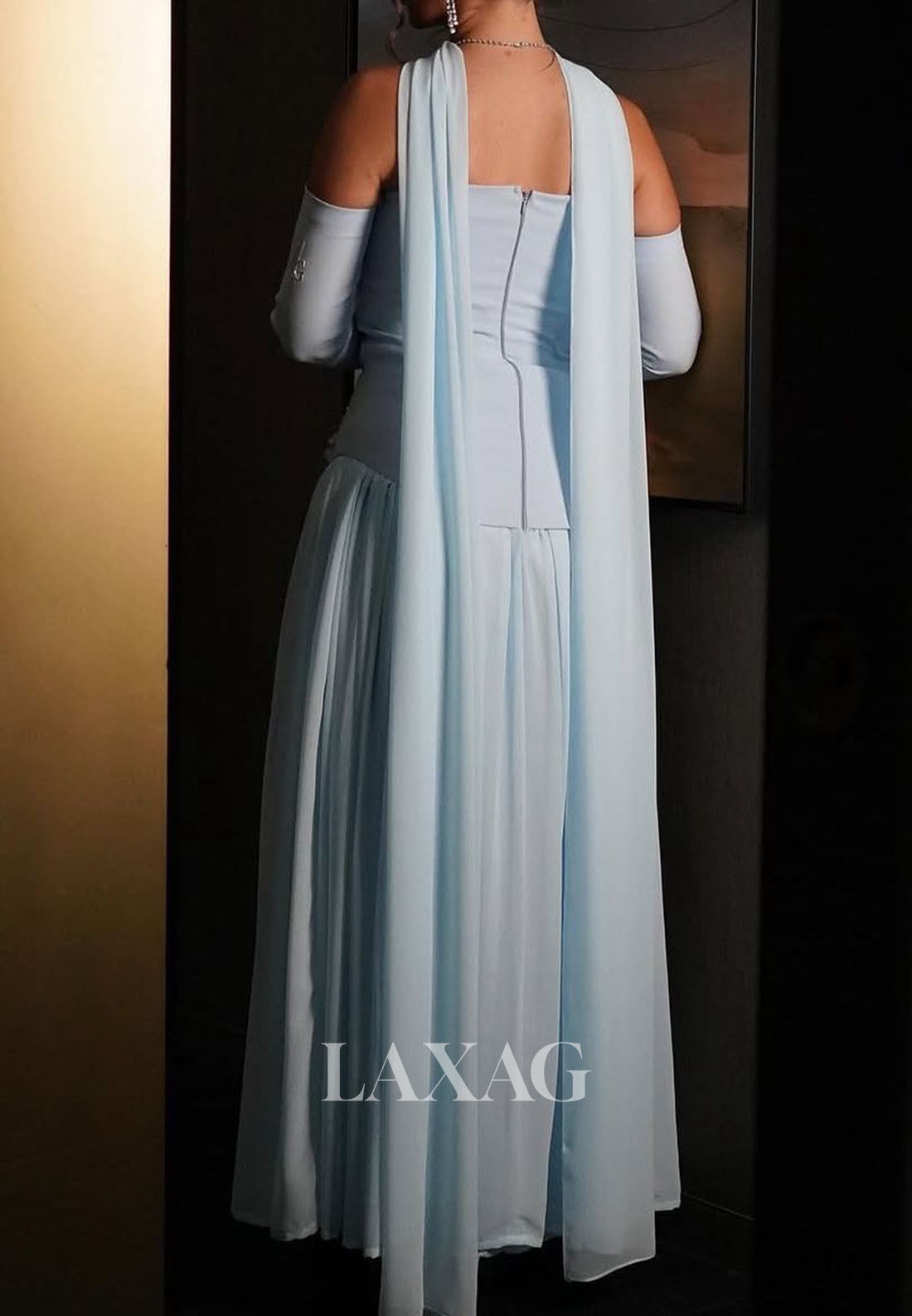 Sweetheart Long-Sleeves Pleated Tulle Fitted Evening Dress Floral Embellished Beaded Formal Gowns