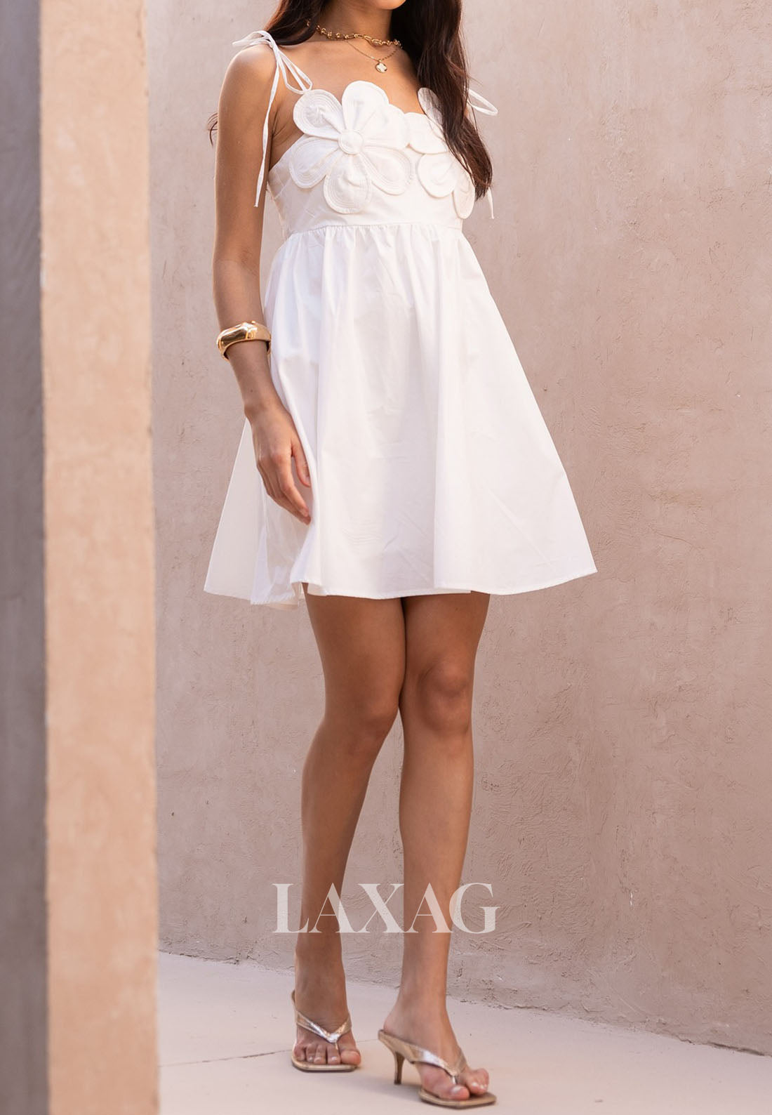 Tube Top Spaghetti Straps Sleeveless Floral Embellished Chiffon Pleated A-Line Homecoming Dress