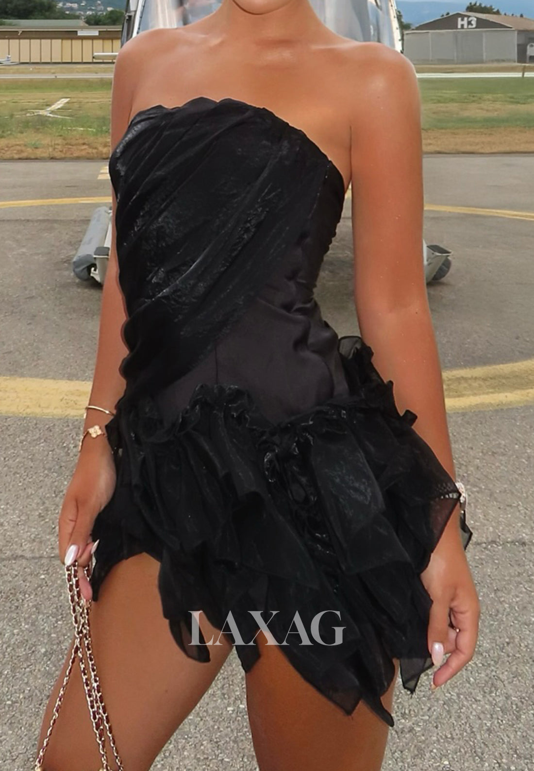 Tube Top Off-Shoulder Sleeveless Applique Pleated Tulle Mermaid Party Homecoming Dress