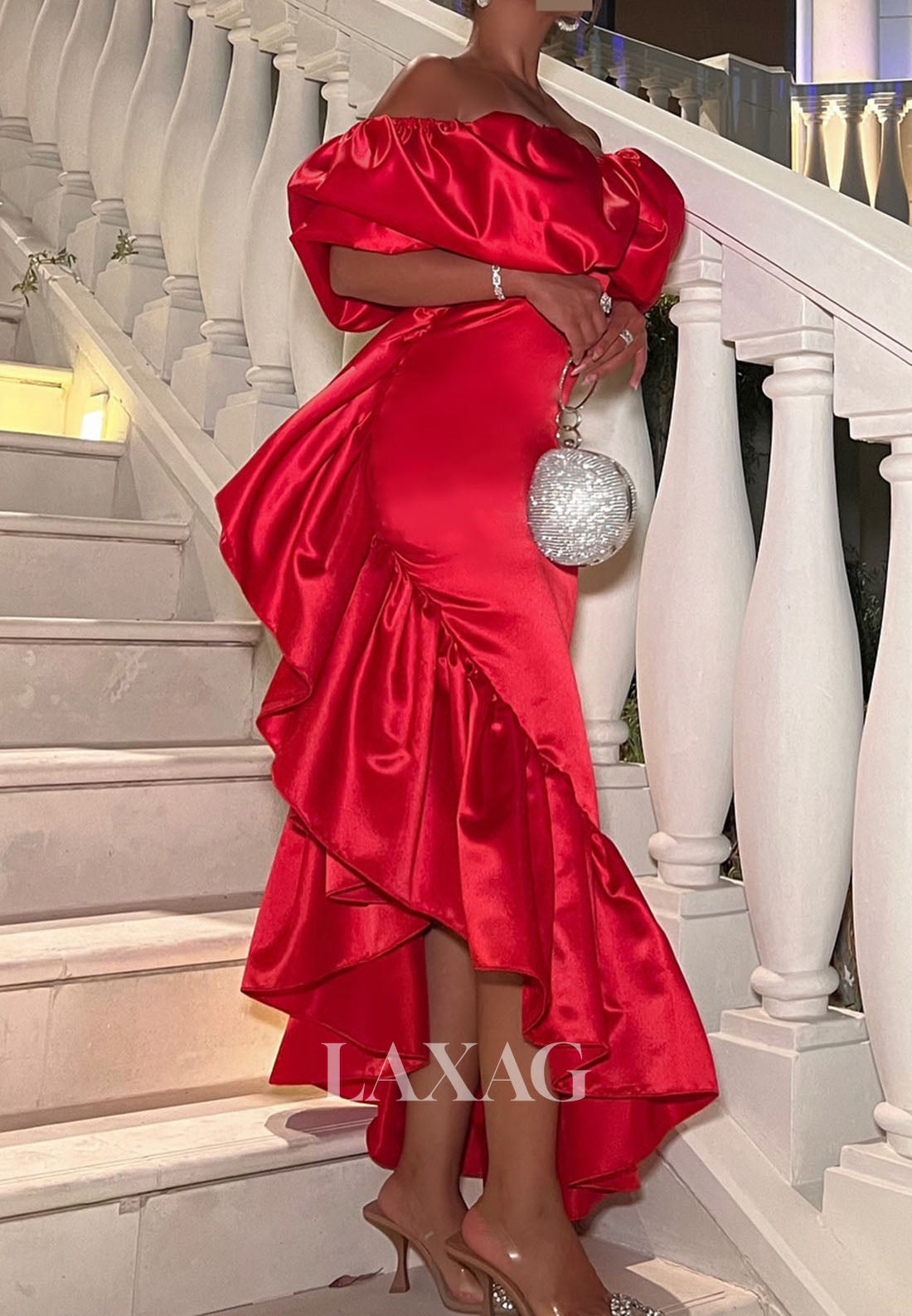 Simple Tube Top Sleeveless Floor-Length Pleated Satin Mermaid Evening Dress with High Slit