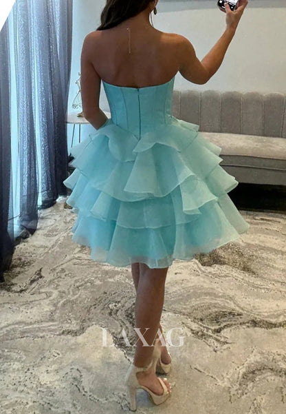 Beaded Sweetheart Off-Shoulder Pleated Chiffon Tiered A-Line Party Homecoming Dress